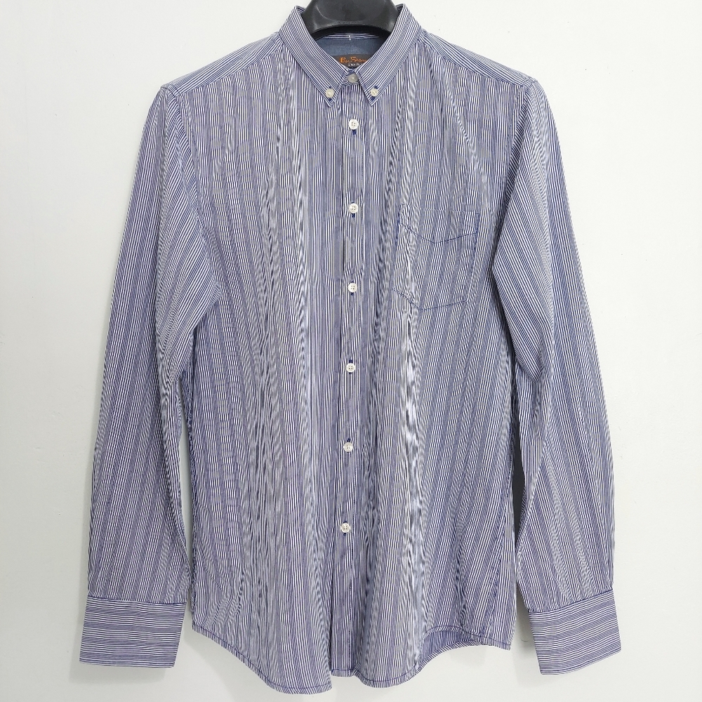 Ben Sherman Men's Shirt Size XL Blue White Stripe Long Sleeve Button Down Cotton